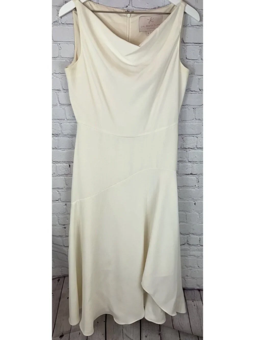 GAL MEETS GLAM Women’s Juliet Ruffled Hi Low Dress Ivory Size 6